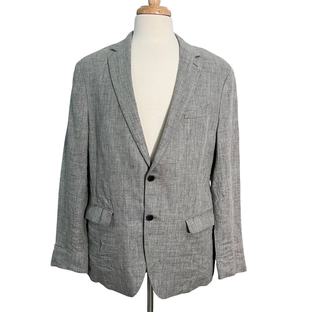 GAP Linen Blazer Mens 42 Grey Unstructured Sport Coat Professional Casual Summer